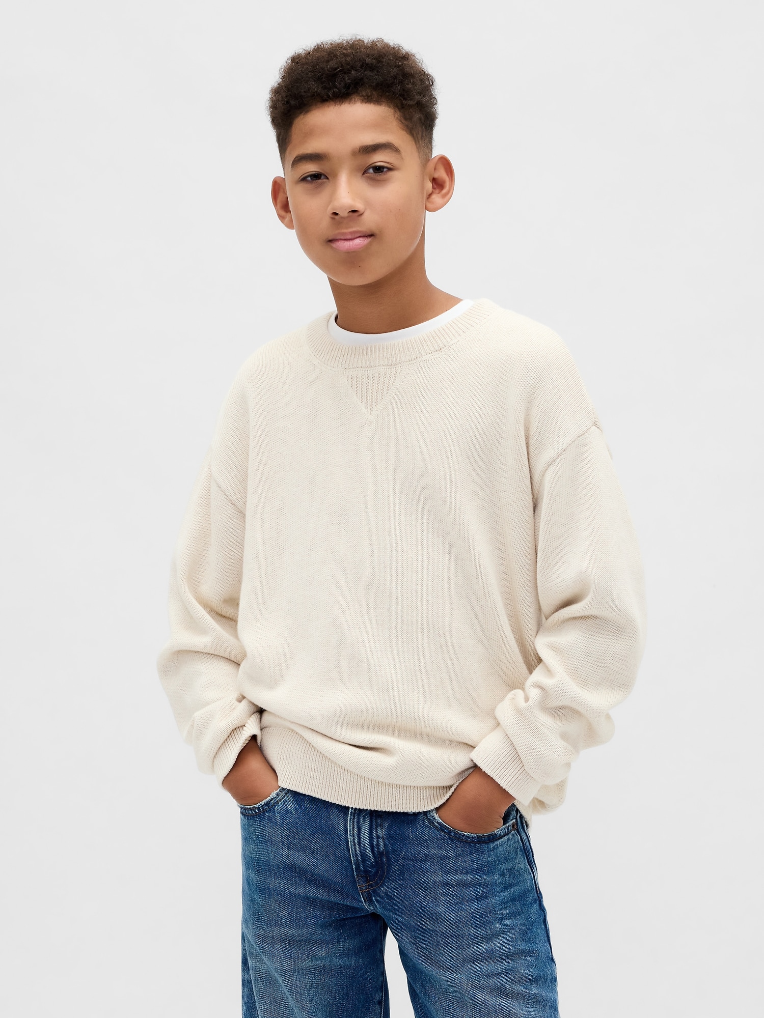 Kids Relaxed Crewneck Sweater
