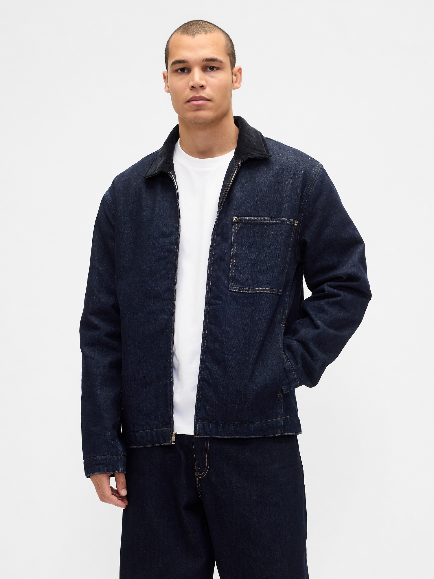 Denim Lined Zip Chore Jacket