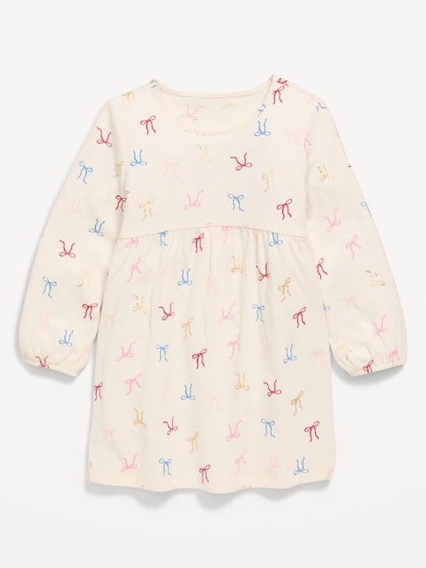 ROBE TRAPÈZE À MOTIF À MANCHES LONGUES POUR TOUTE-PETITE FILLE