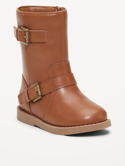 Faux-Leather Buckled Boots for Toddler Girls