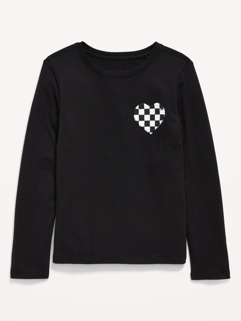 Softest Long-Sleeve Heart-Pocket T-Shirt for Girls