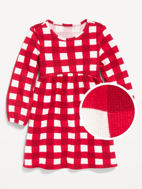 ROBE EN TRICOT GAUFRÉ À MANCHES LONGUES POUR TOUTE-PETITE FILLE