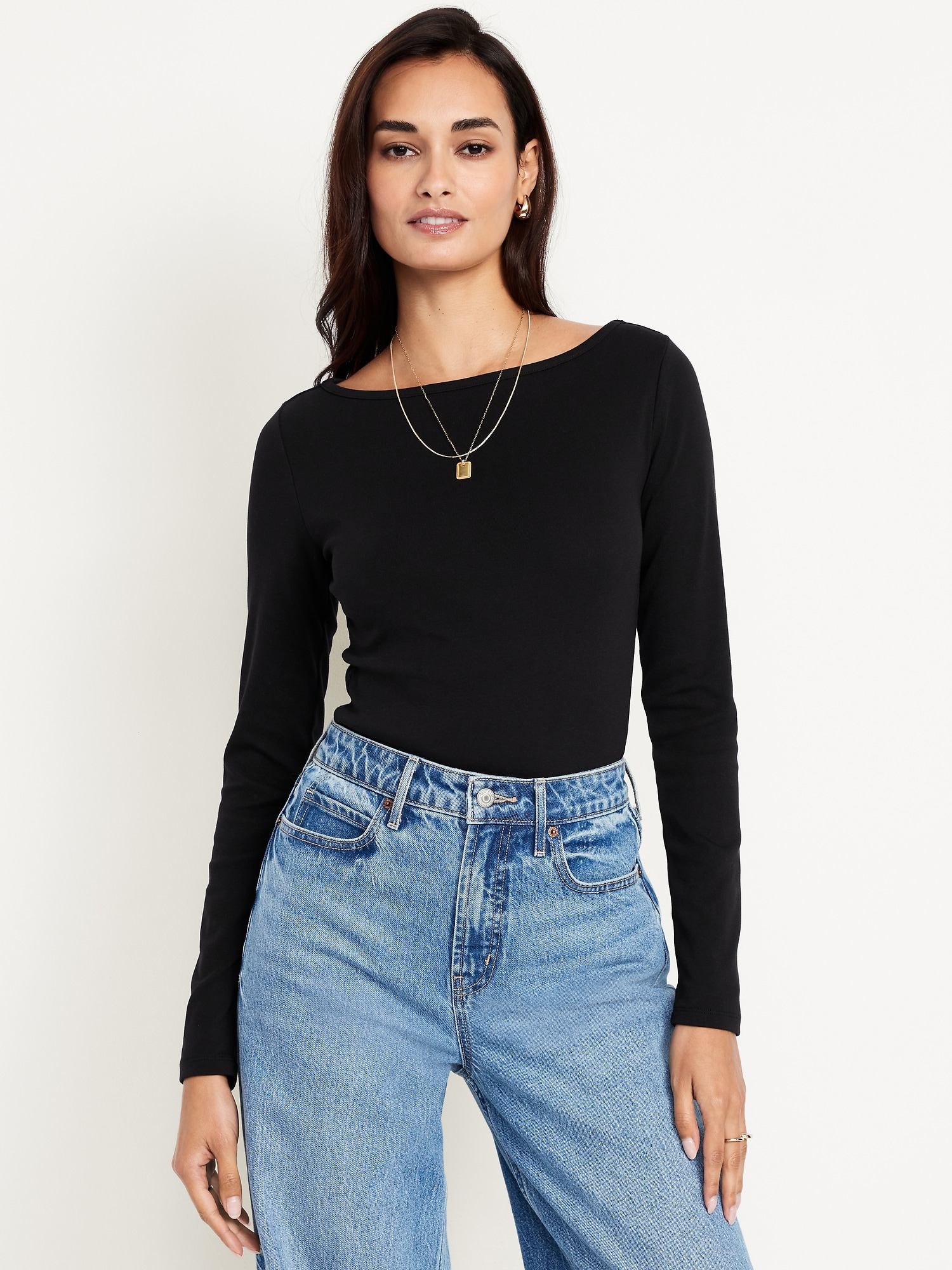 Snug Long-Sleeve Boatneck T-Shirt