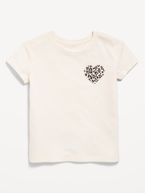 Softest Short-Sleeve Heart-Pocket T-Shirt for Girls