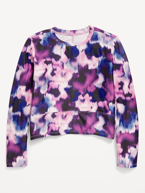 CloudMotion Printed Long-Sleeve Performance Top for Girls