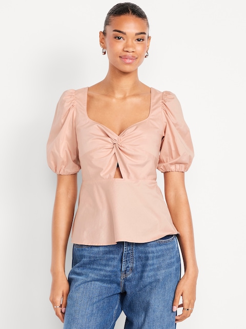 Twist-Front Peplum Top