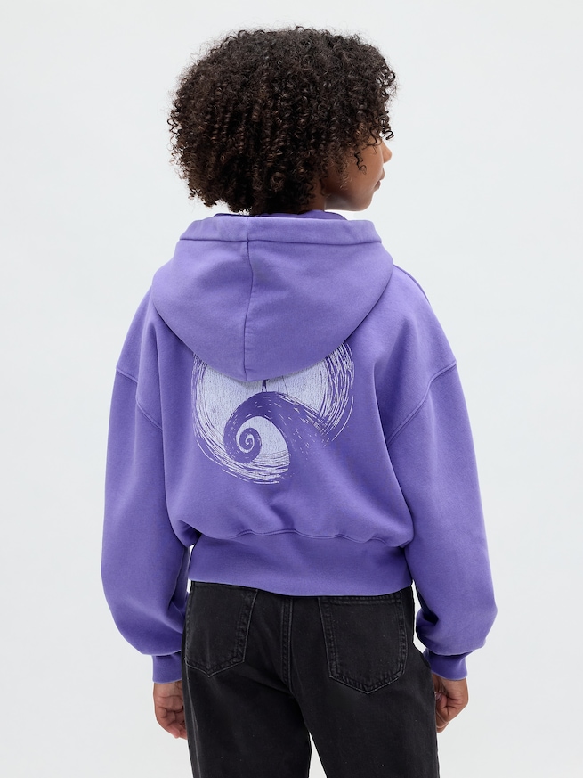 ナイトメアー・ビフォア・クリスマス ヴィンテージソフト クロップドパーカー (キッズ)-1