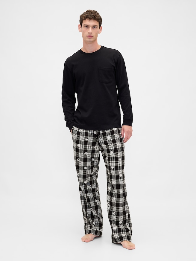 Gap × ディズニー ティム・バートン ナイトメアー・ビフォア・クリスマス スカル フランネルパジャマパンツ-0