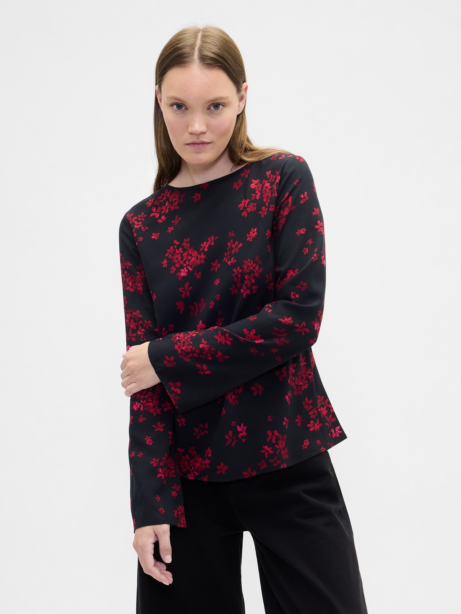 Bell Sleeve Boatneck Top