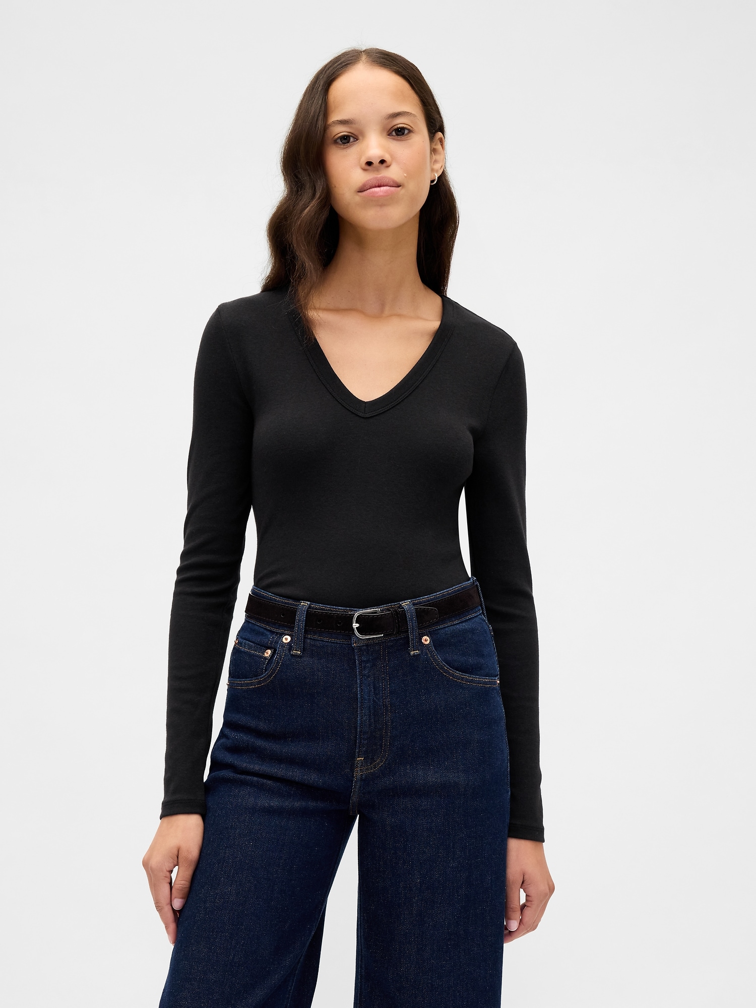 モダン VネックTシャツ-0