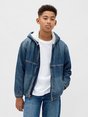 裏ボア デニムパーカー (キッズ)