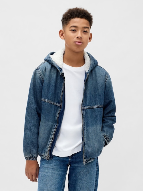 裏ボア デニムパーカー (キッズ)