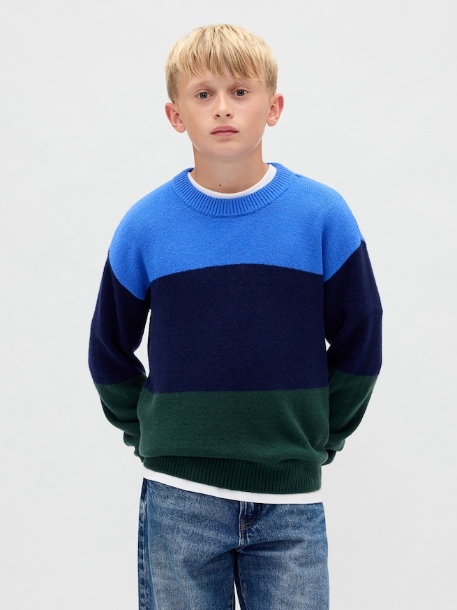 CashSoft カシミヤタッチ リラックスフィット クルーネックセーター (キッズ)-0