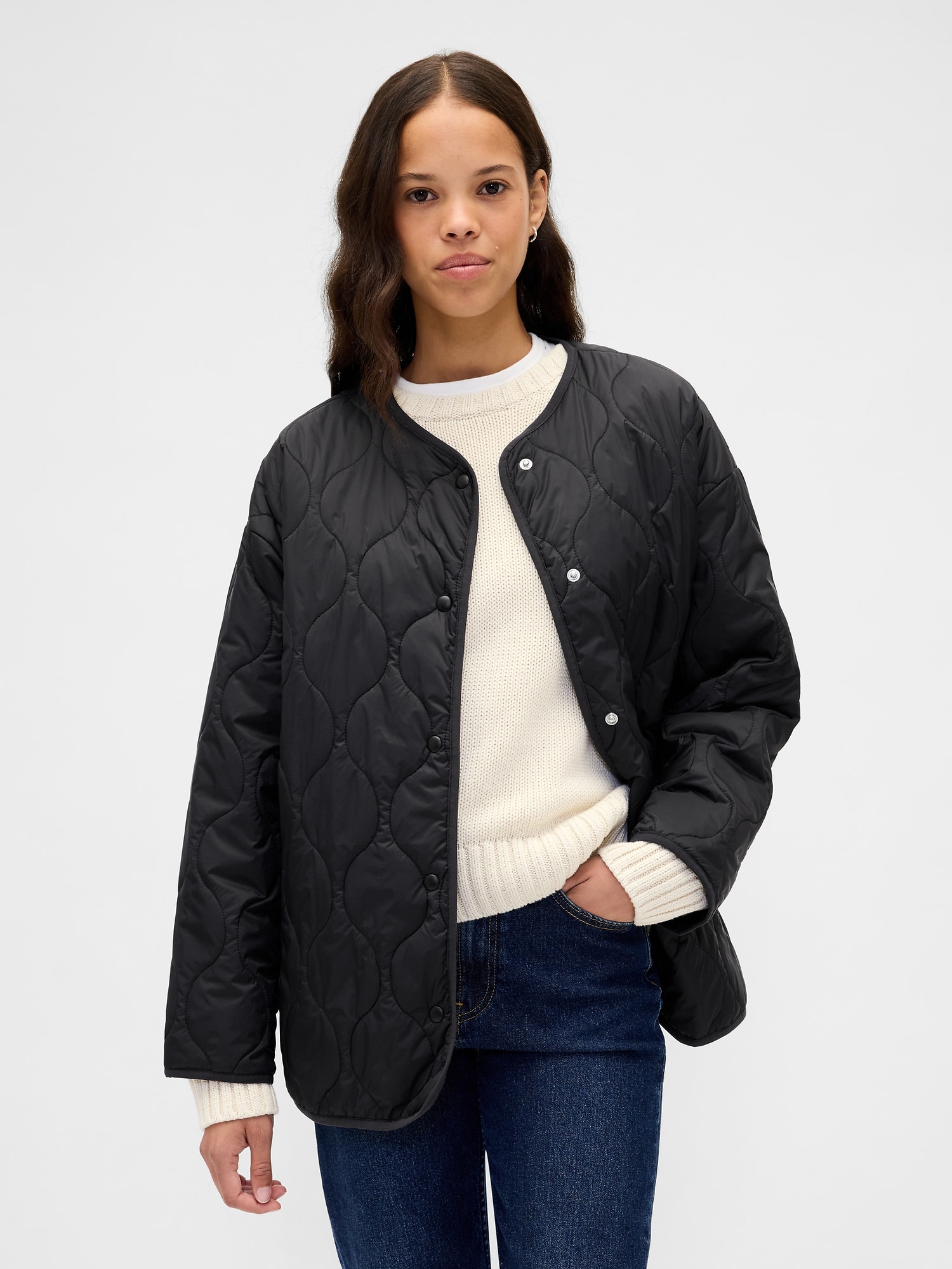Gap リサイクル ライトウェイト オーバーサイズ キルティング ライナージャケット Gap リサイクル ライトウェイト オーバーサイズ キルティング ライナージャケット