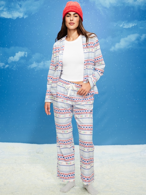 Printed Flannel Pajama Pant Set for Women