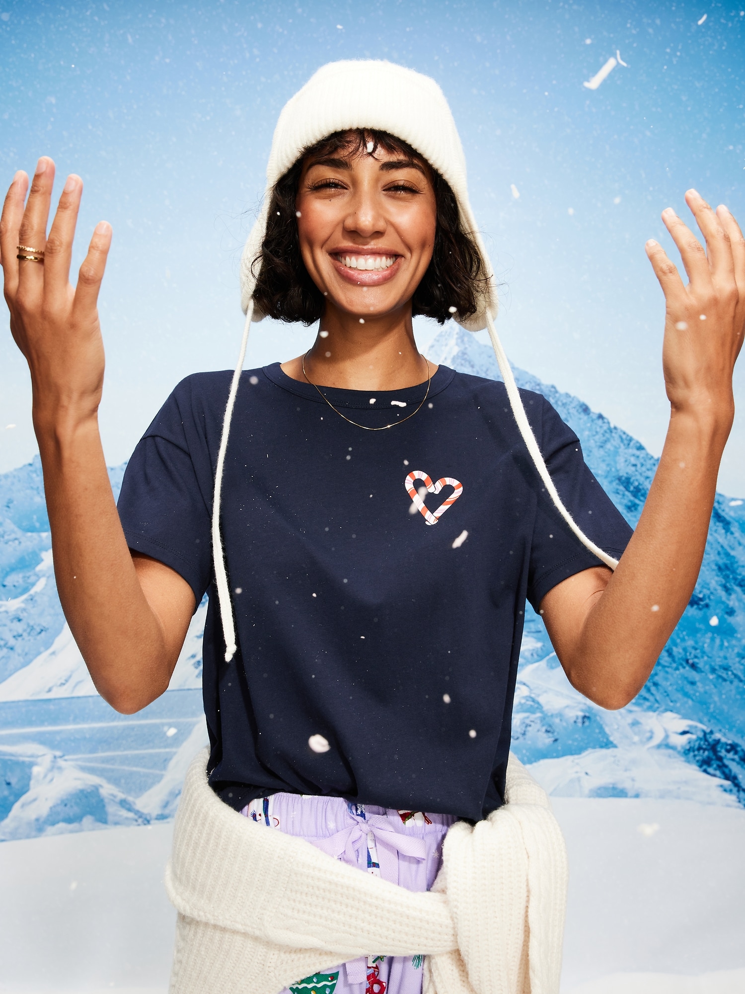 Holiday-Graphic Crew-Neck T-Shirt for Women