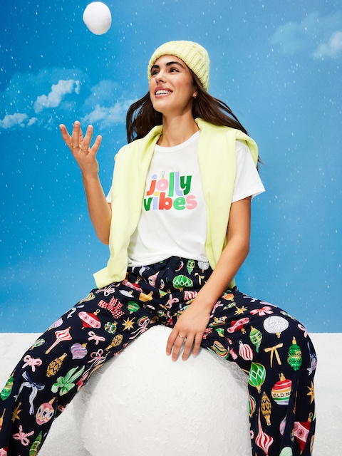 T-SHIRT RAS DU COU À IMPRIMÉ DES FÊTES POUR FEMME