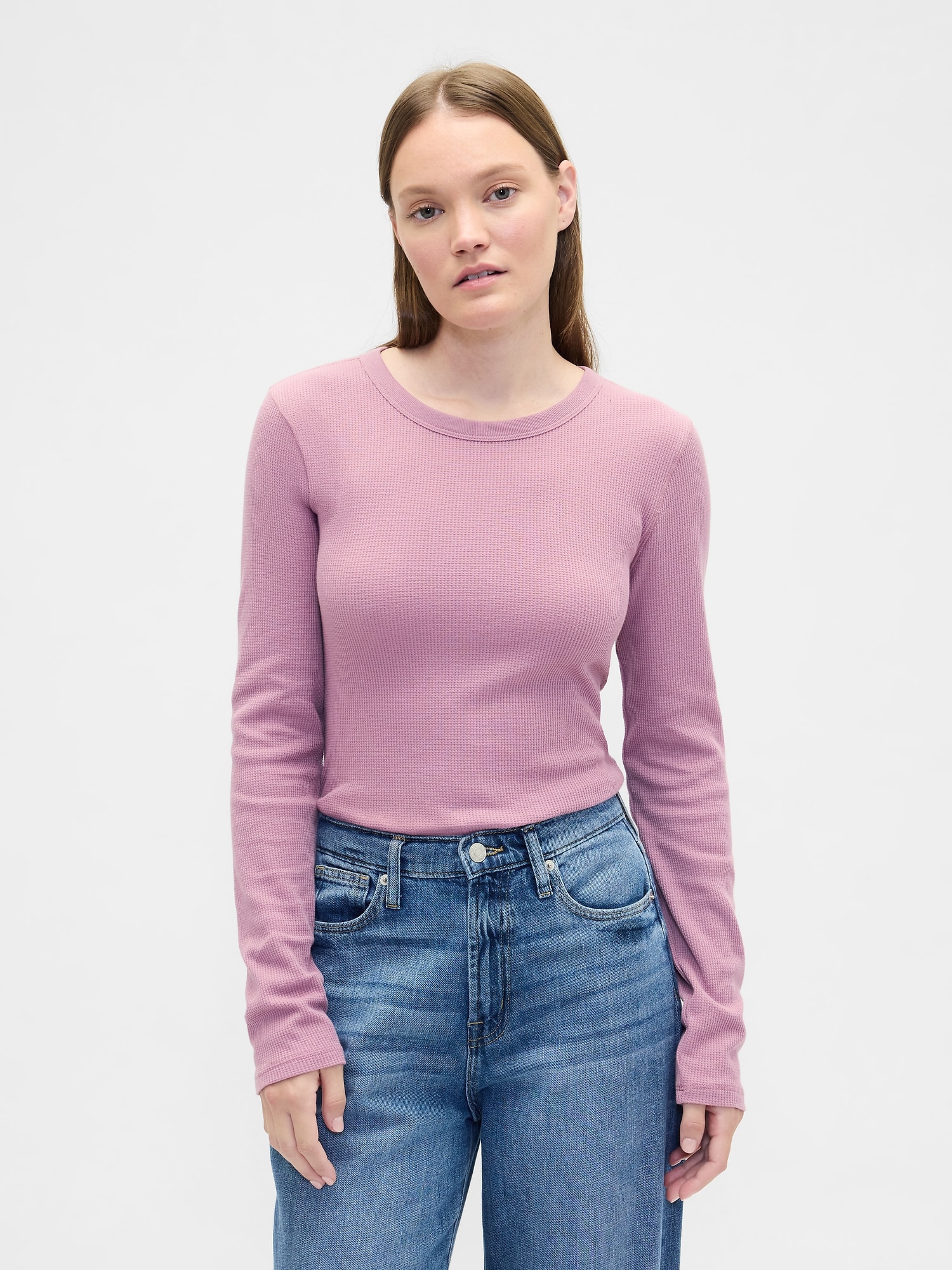 Waffle-Knit Crewneck T-Shirt