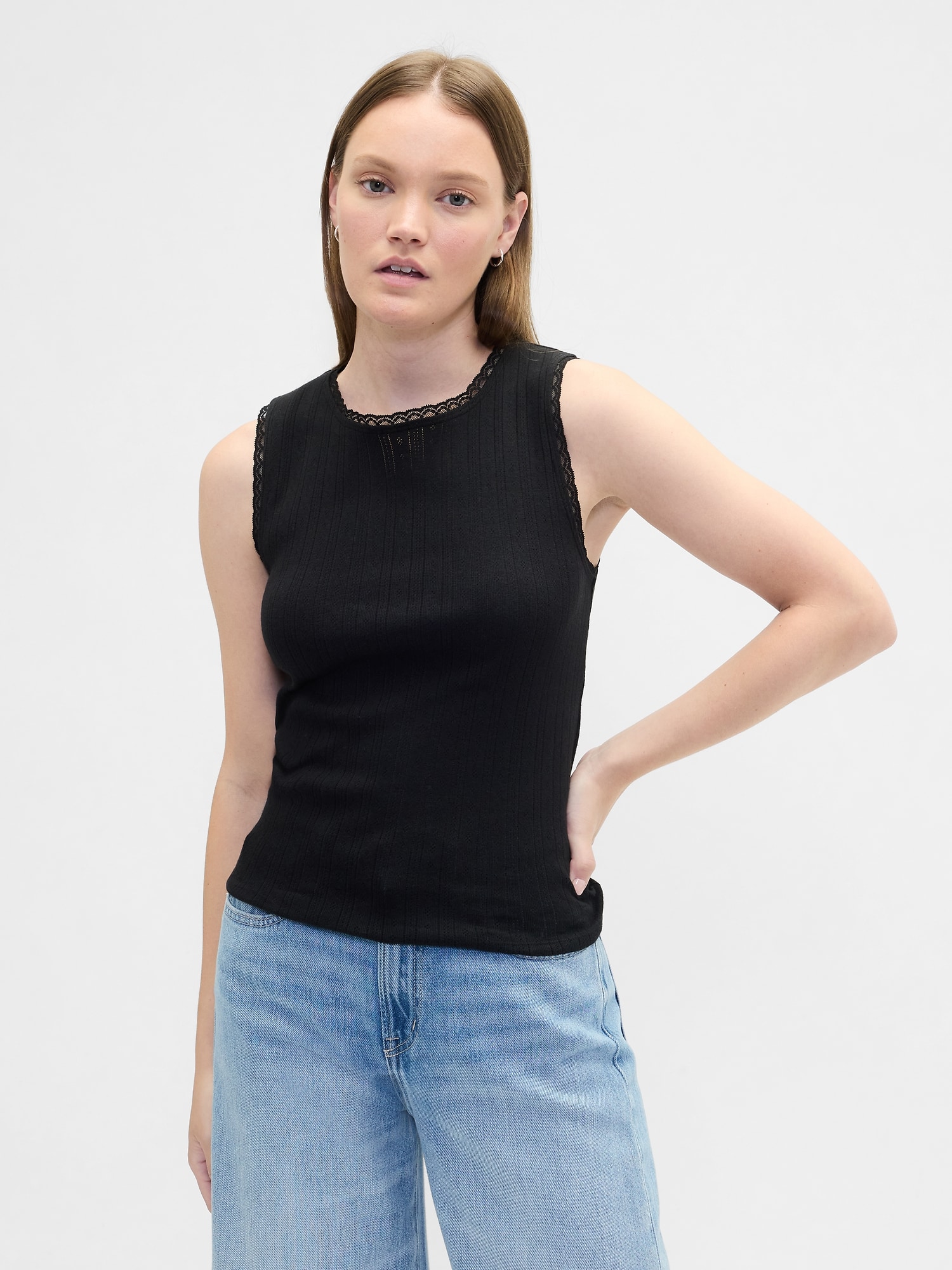 Sleeveless Pointelle Top