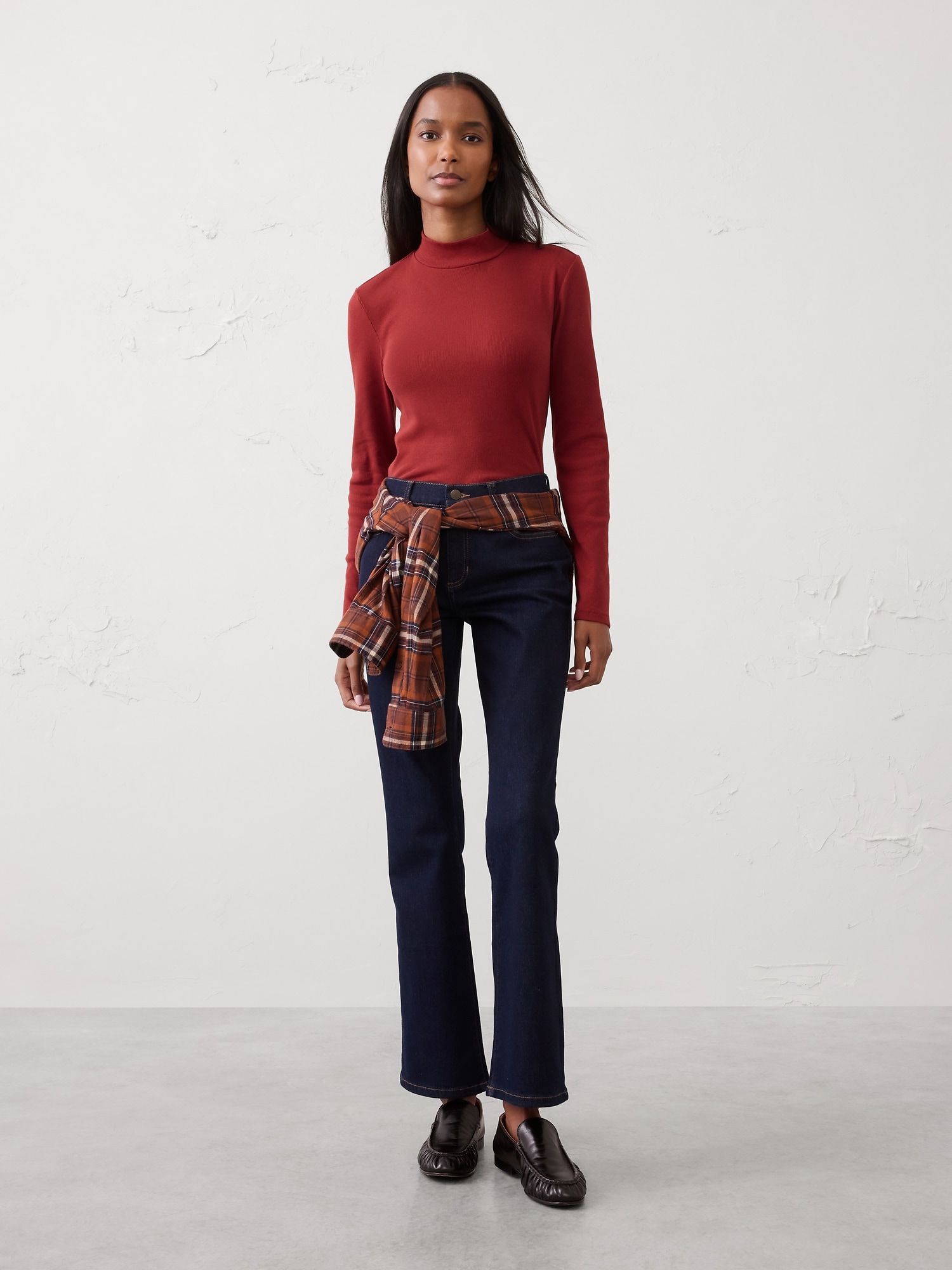 Ribbed Mock-Neck Top