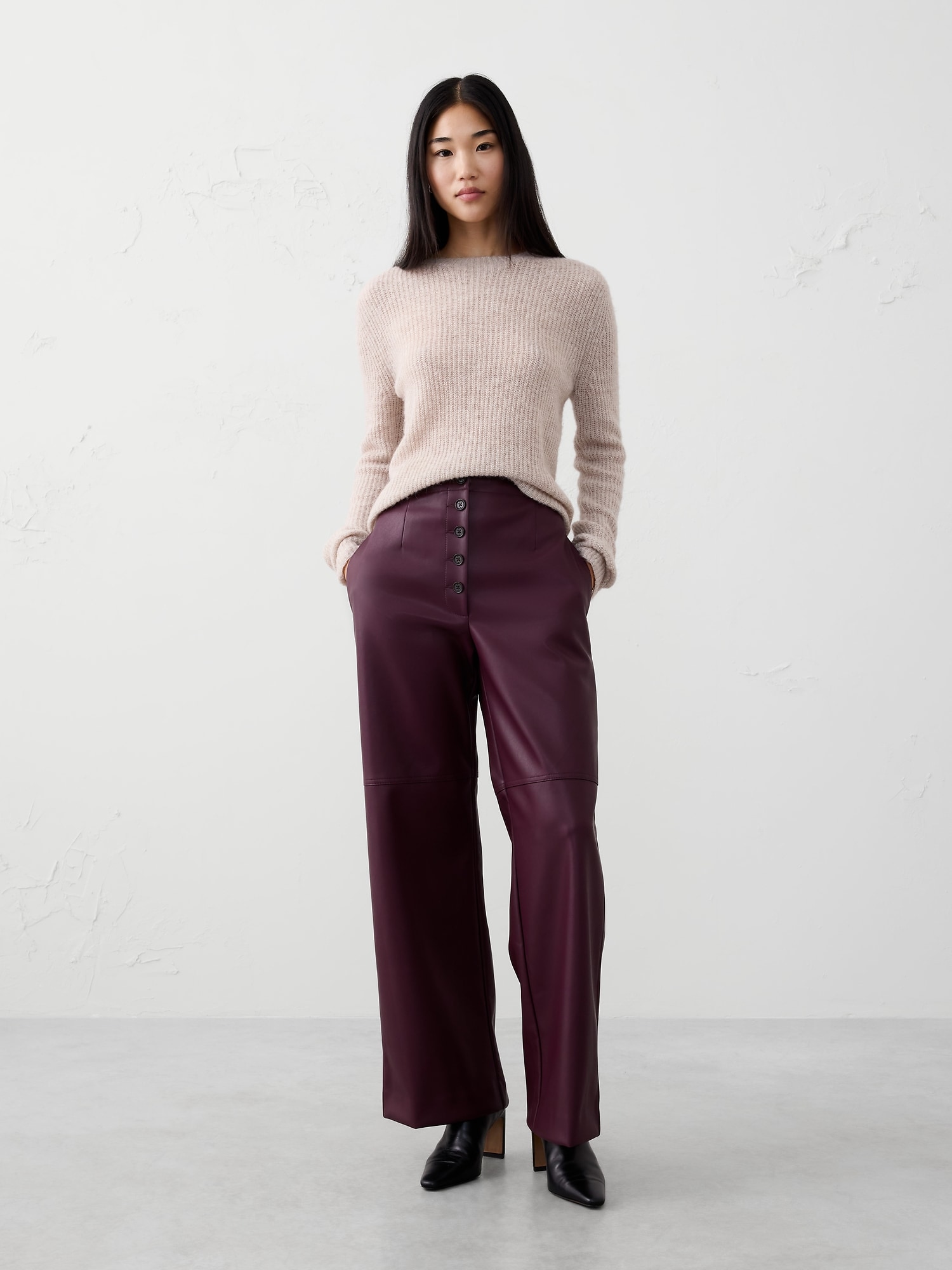 Wide-Leg Ultra High-Rise Vegan Leather Pant