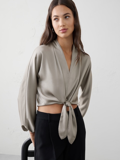 Silky Bubble-Sleeve Top