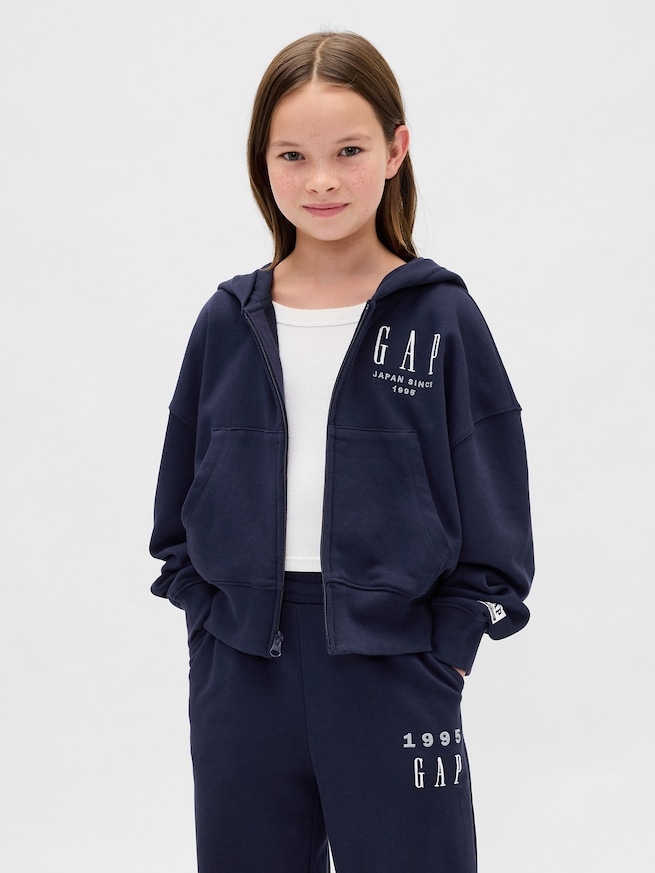 30th アニバーサリー フレンチテリー GAPロゴ ジップアップパーカー (キッズ)-0