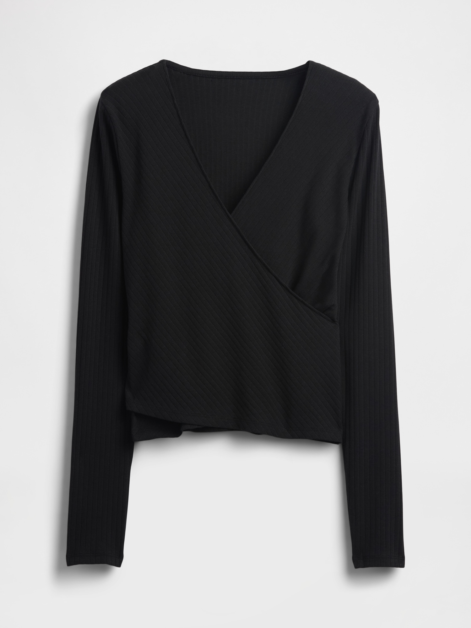 モダン ワイドリブ ラップ VネックTシャツ-5