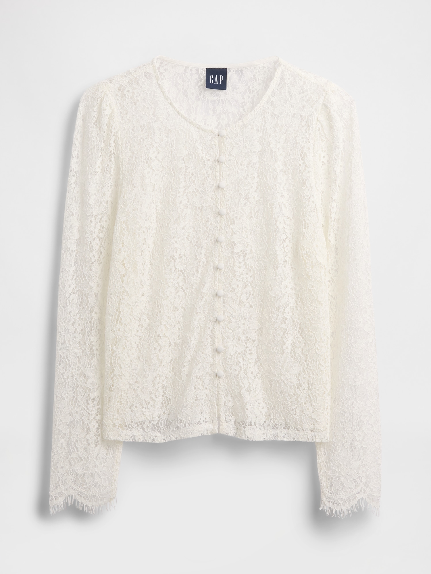 レース フロントボタン トップス-4