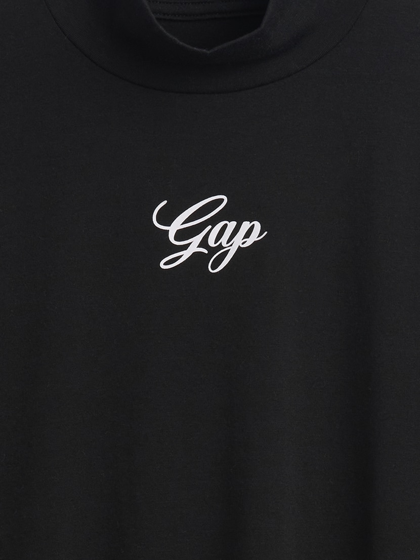 GAPロゴ クロップド モックネックトップス-3