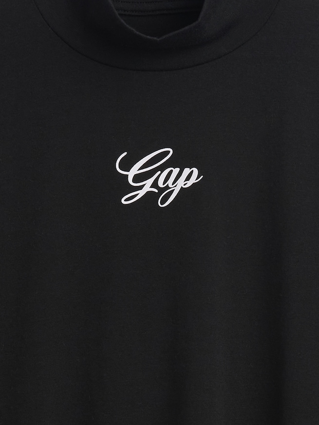 GAPロゴ クロップド モックネックトップス-3