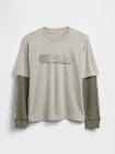 2in1 グラフィックGAPロゴTシャツ (キッズ)-0