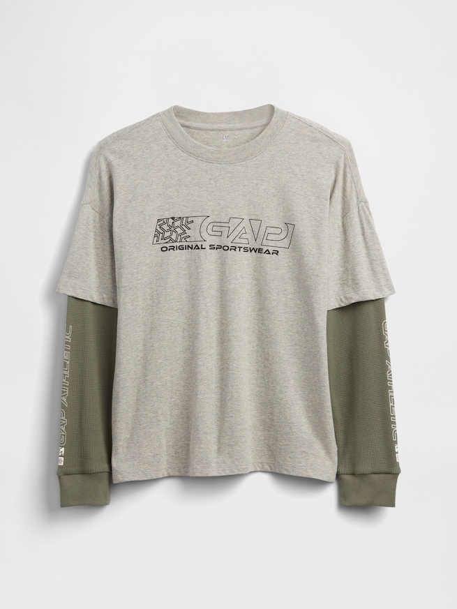 2in1 グラフィックGAPロゴTシャツ (キッズ)-0