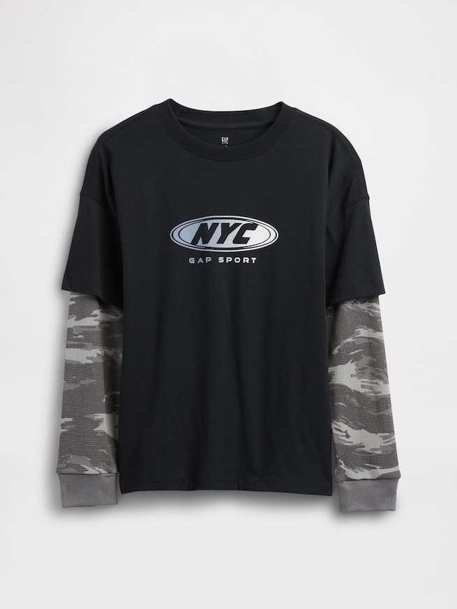 2in1 グラフィックGAPロゴTシャツ (キッズ)-0