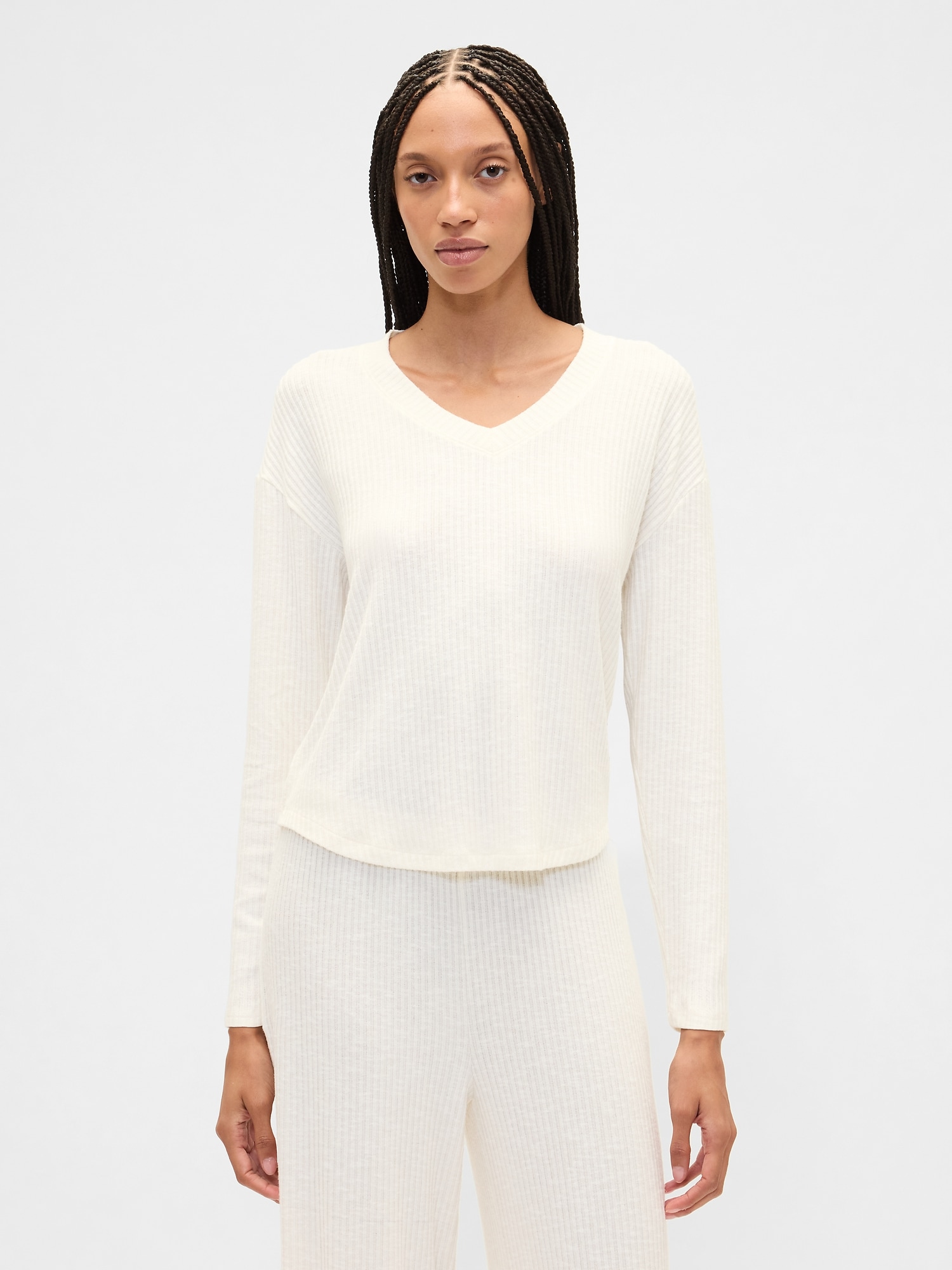 Relaxed Ribbed PJ Top