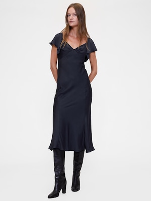 GapStudio サテン ミディドレス