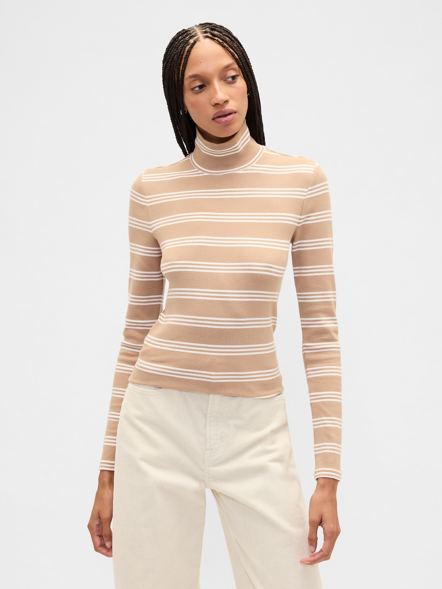 Ribbed Turtleneck T-Shirt