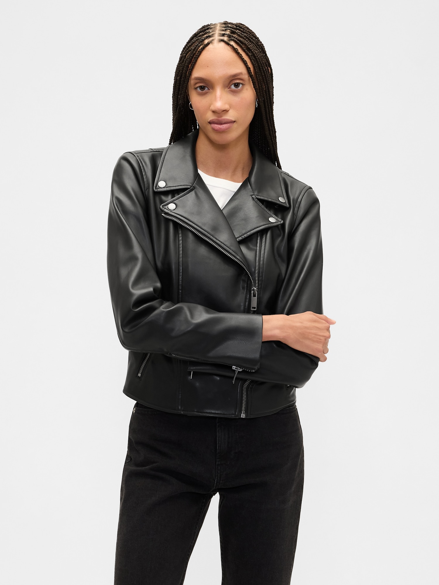 Vegan-Leather Moto Jacket