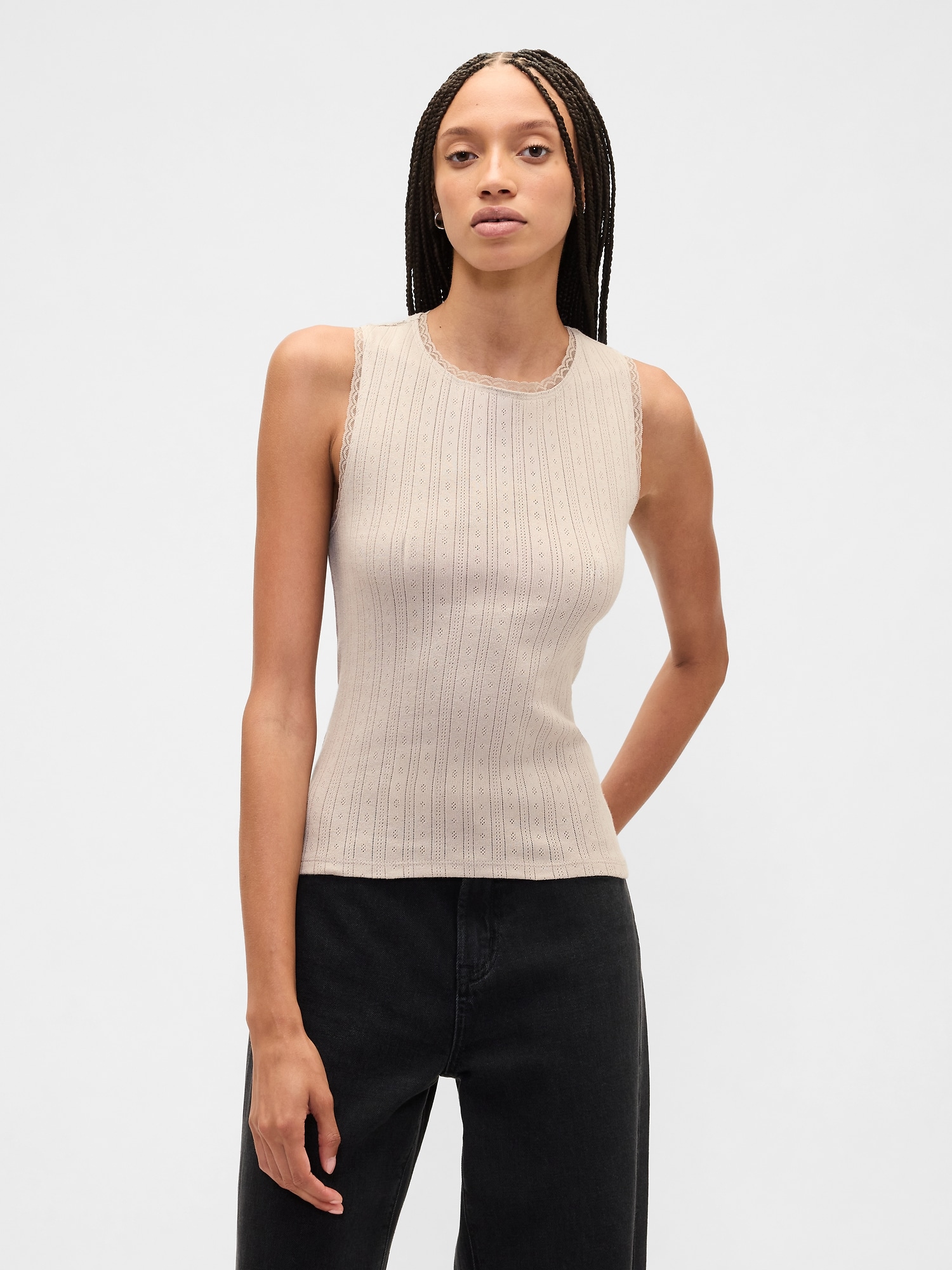 Sleeveless Pointelle Top