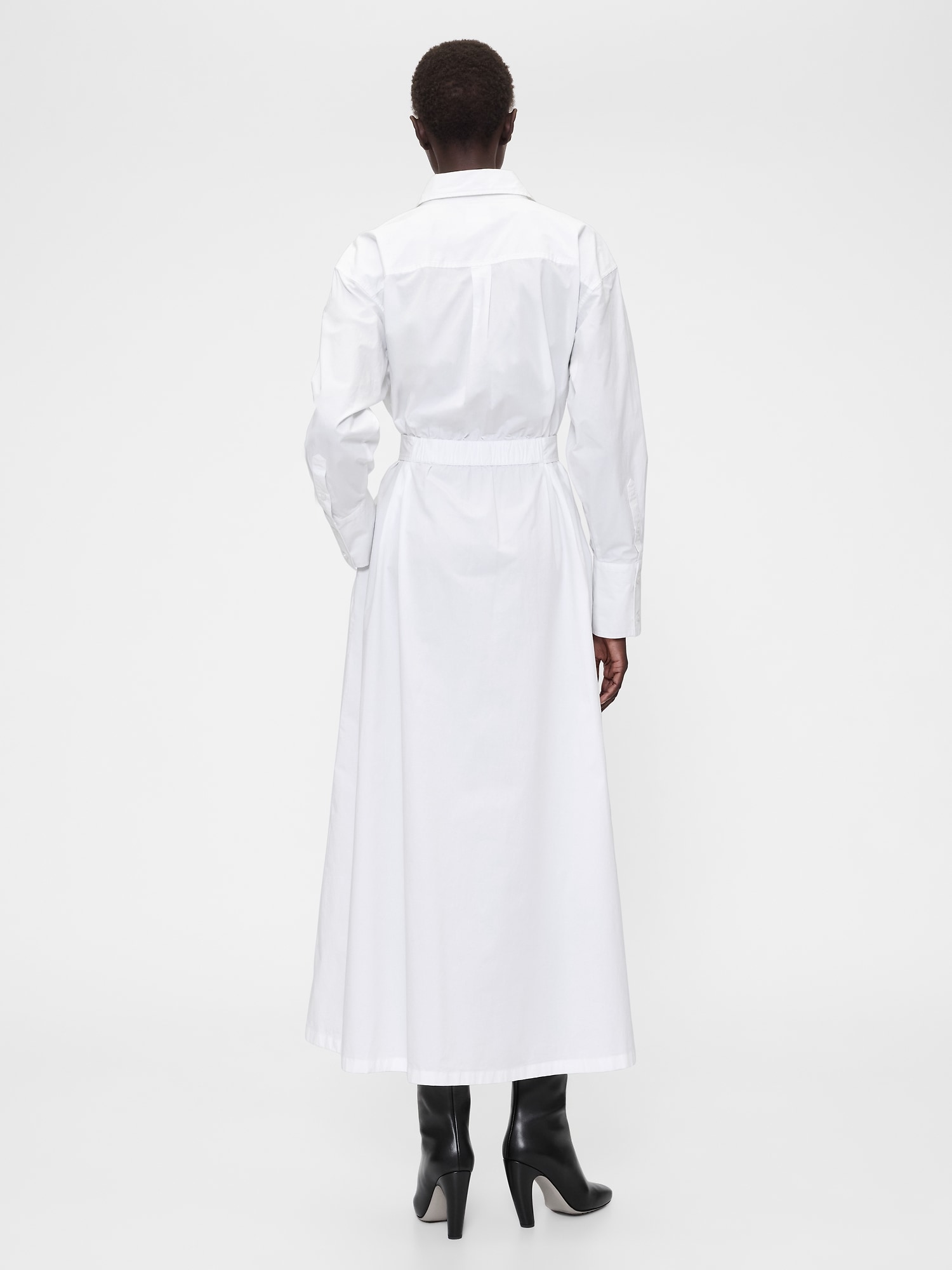 GapStudio ポプリン ベルト マキシシャツドレス-1