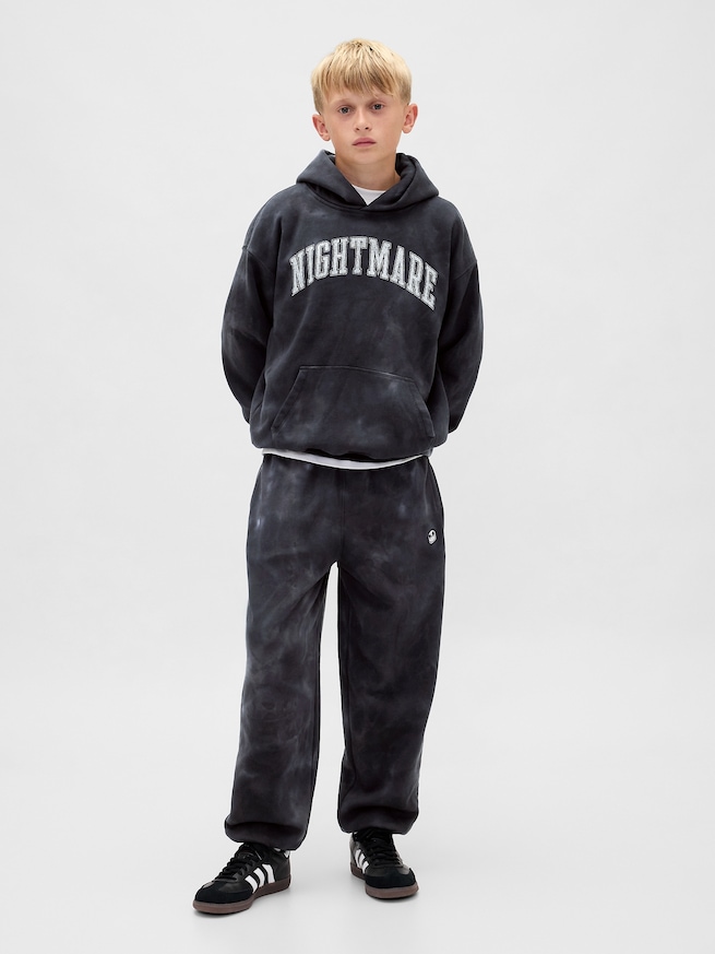 ナイトメアー・ビフォア・クリスマス ヴィンテージソフト スカル バギージョガーパンツ (キッズ)-0