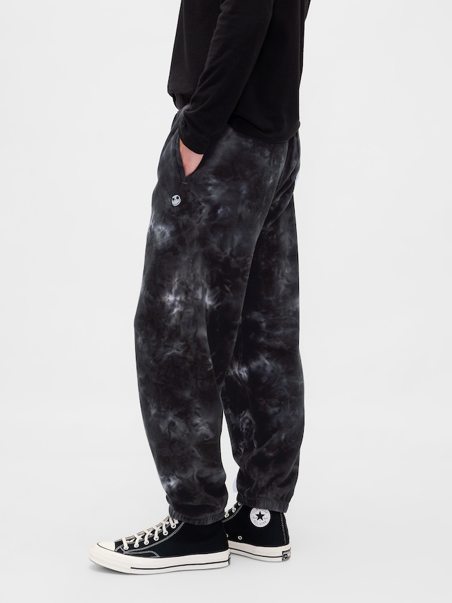 ナイトメアー・ビフォア・クリスマス ヘビーウェイト スカル バギージョガーパンツ-2