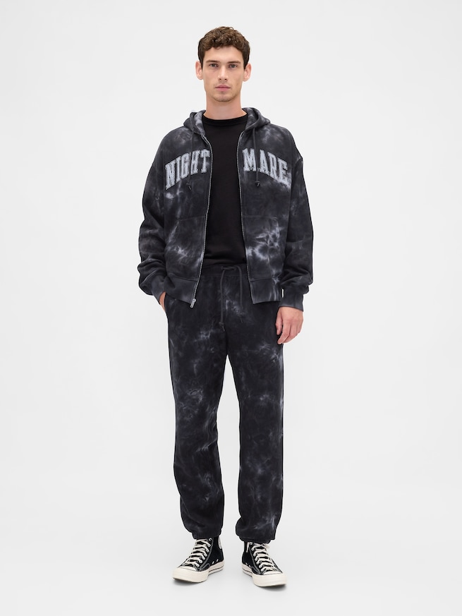 ナイトメアー・ビフォア・クリスマス ヘビーウェイト スカル バギージョガーパンツ-0