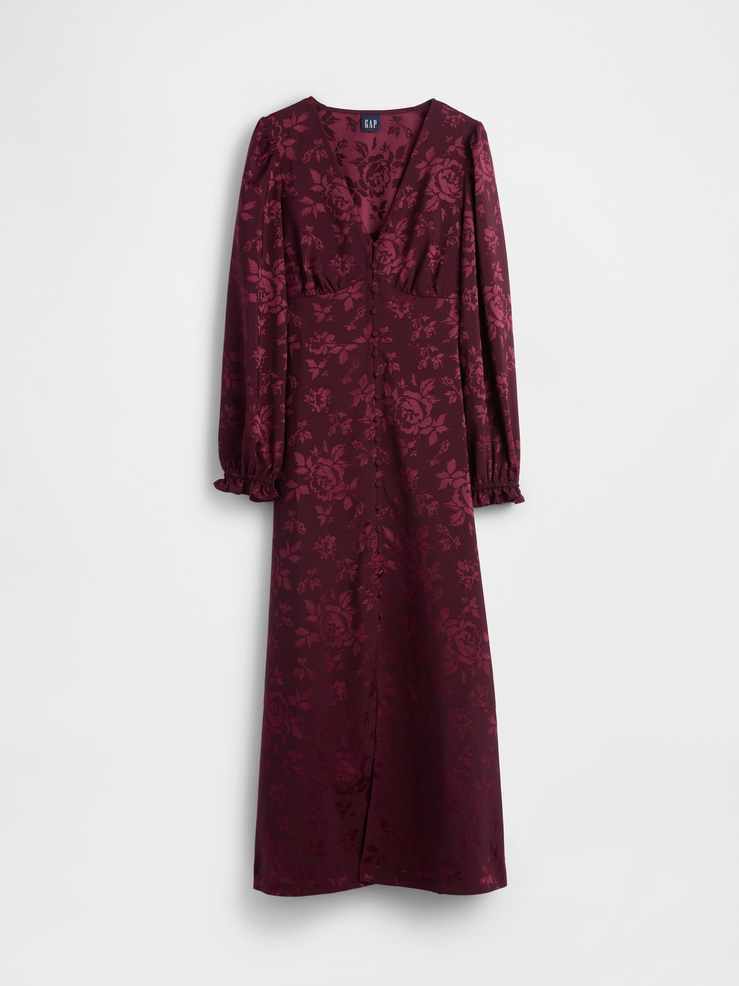 Button-Front V-Neck Maxi Dress