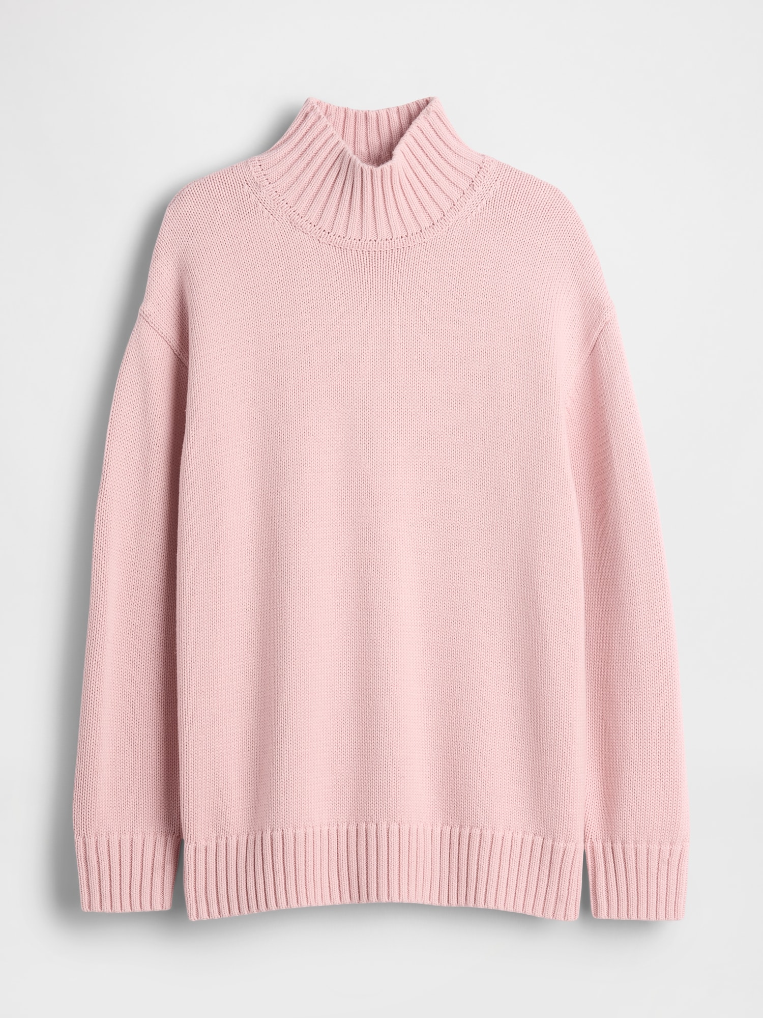 コットン100% オーバーサイズ モックネックセーター-4