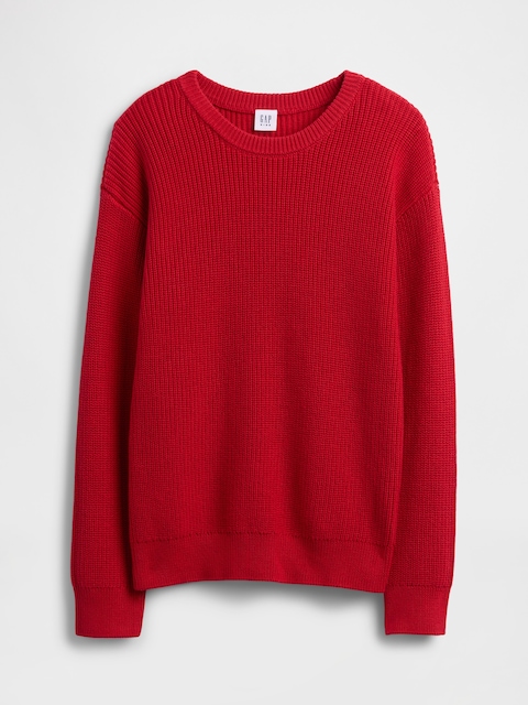 Kids Relaxed Shaker-Stitch Crewneck Sweater