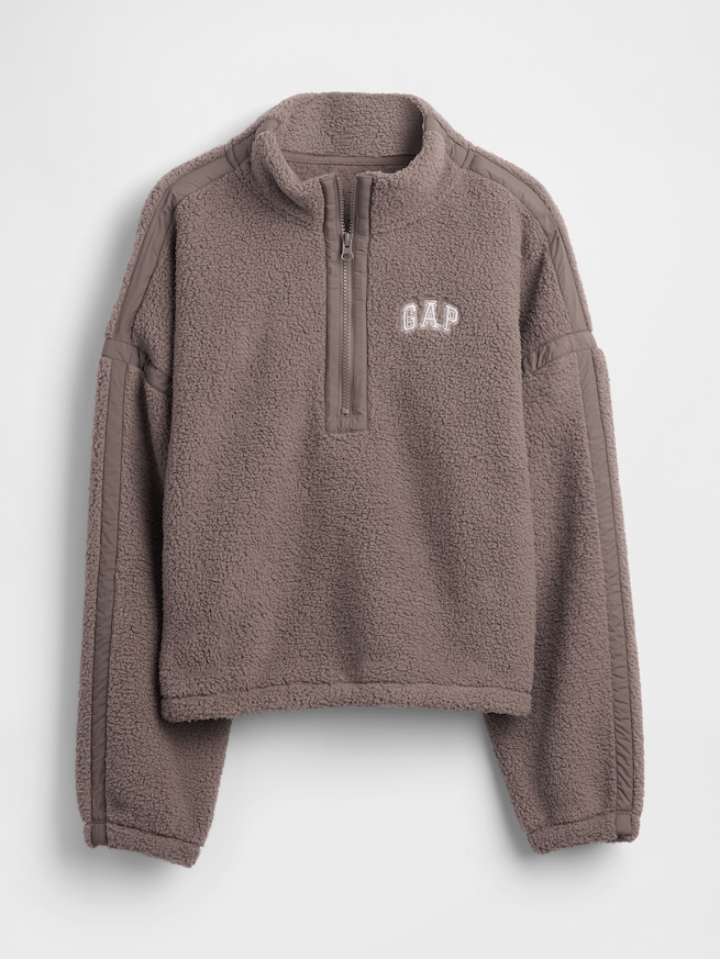 リサイクル オーバーサイズ クロップド ハーフジップ スウェットシャツ-4