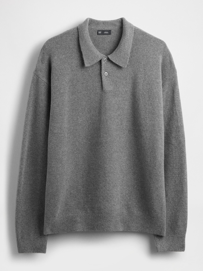 CashSoft カシミヤタッチ リラックスフィット ポロセーター-4