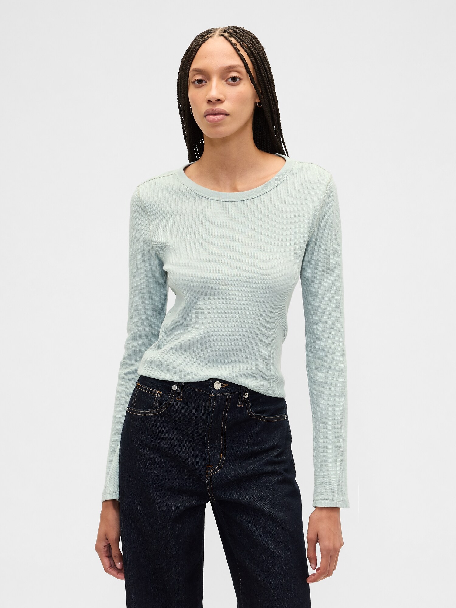 Waffle-Knit Crewneck T-Shirt