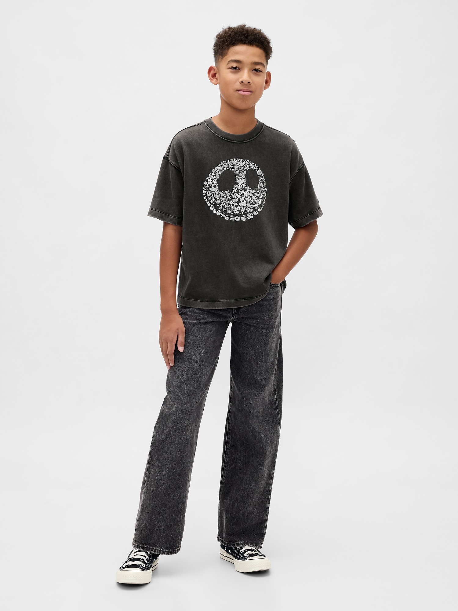 ナイトメアー・ビフォア・クリスマス スカルTシャツ (キッズ)-3